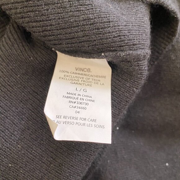 Vince Cashmere Split Back Pullover Sweater in Black Women’s Size Large - Picture 8 of 9